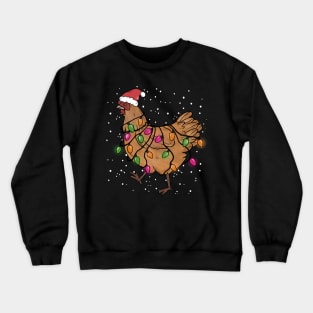 Christmas Lights Chicken Santa Hat Xmas Crewneck Sweatshirt